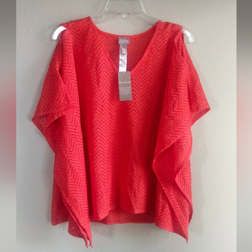 NWT - Chicos size S/M red-orange swimsuit coverup
